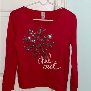 Red fashion sweatshirt, girls 14